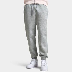 Nike Club Fleece Heather Gray Sweatpants White Embroidered Swoosh Logo Men Small